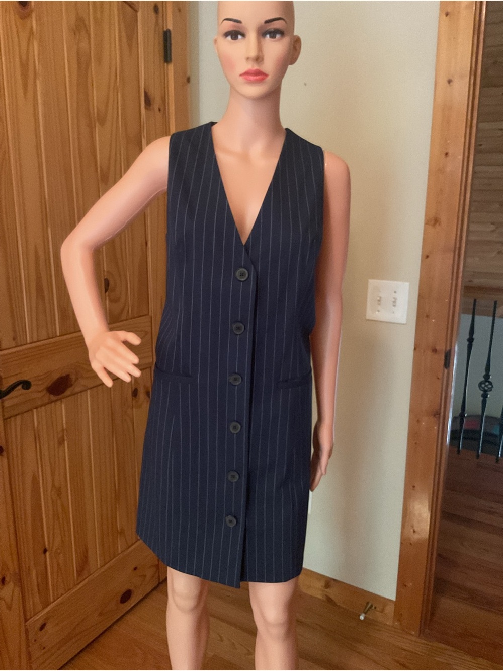 a new day Navy Pinstripe Vest Dress